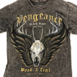 Wood N Trail Graphic T-Shirt Vengeance Deer Skull‎ Hunting Tee Size M
